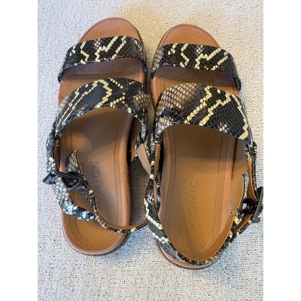 Vionic Louise Raf Boa Snakeskin Print Platform Sandals Womens 7 10011581